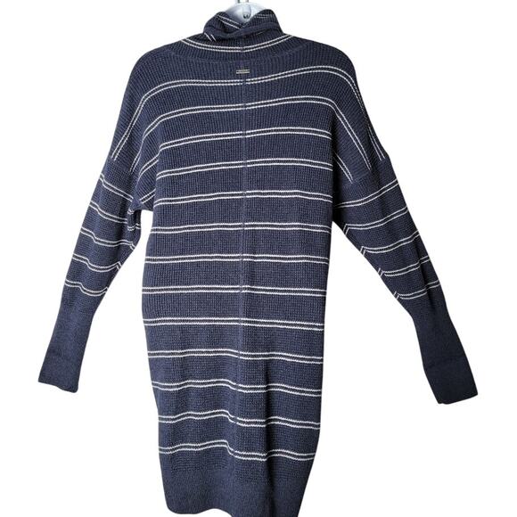 Prana Milani Sweater Dress Womens XS Navy White Stripe Long Sleeve Cowl Neck - Picture 2 of 9